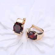 1.00 Ct Ruby Round Cut Huggie Earring in 18K Gold Plated