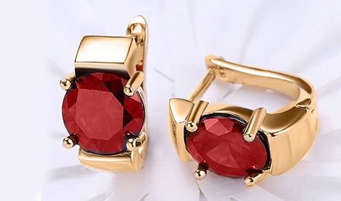 14K Gold Plating Large Princess Cut Gemstone Abstract Huggies - Two Options Available