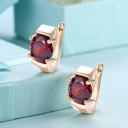 1.00 Ct Ruby Round Cut Huggie Earring in 18K Gold Plated