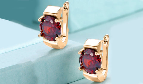 14K Gold Plating Large Princess Cut Gemstone Abstract Huggies - Two Options Available