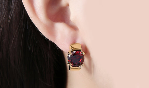 14K Gold Plating Large Princess Cut Gemstone Abstract Huggies - Two Options Available