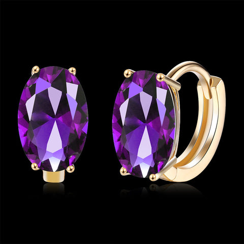 1.00 Ct Amethyst Oval Cut Huggie Earring in 18K Gold Plated