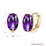 1.00 Ct Amethyst Oval Cut Huggie Earring in 18K Gold Plated
