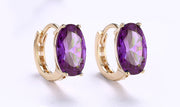 14K Gold Plating Large Diamond Cut Gemstone Clip On Earrings- Two Options Available