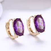 1.00 Ct Amethyst Oval Cut Huggie Earring in 18K Gold Plated