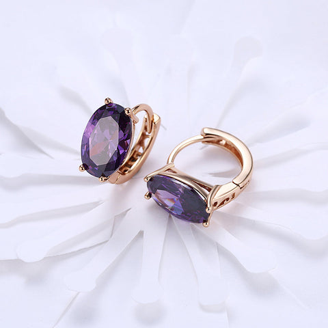 1.00 Ct Amethyst Oval Cut Huggie Earring in 18K Gold Plated