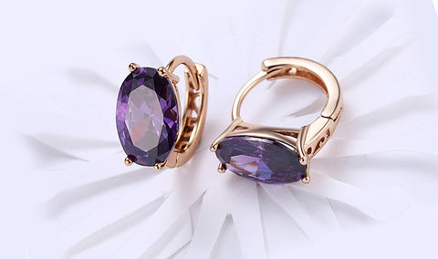 14K Gold Plating Large Diamond Cut Gemstone Clip On Earrings- Two Options Available