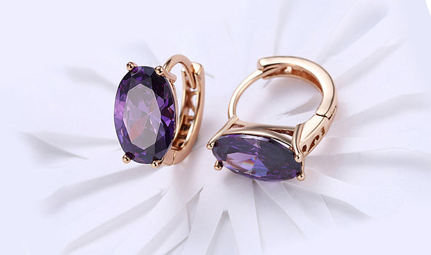 14K Gold Plating Large Diamond Cut Gemstone Clip On Earrings- Two Options Available