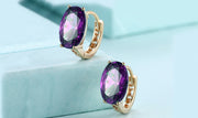 14K Gold Plating Large Diamond Cut Gemstone Clip On Earrings- Two Options Available