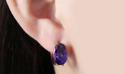 14K Gold Plating Large Diamond Cut Gemstone Clip On Earrings- Two Options Available
