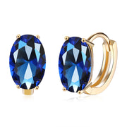 1.00 Ct Sapphire Oval Cut Huggie Earring in 18K Gold Plated