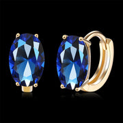 1.00 Ct Sapphire Oval Cut Huggie Earring in 18K Gold Plated