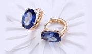 14K Gold Plating Large Diamond Cut Gemstone Clip On Earrings- Two Options Available