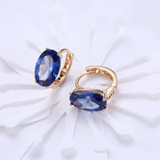 1.00 Ct Sapphire Oval Cut Huggie Earring in 18K Gold Plated