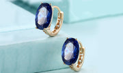 14K Gold Plating Large Diamond Cut Gemstone Clip On Earrings- Two Options Available
