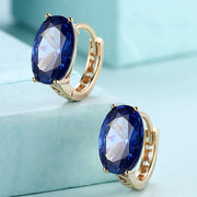 1.00 Ct Sapphire Oval Cut Huggie Earring in 18K Gold Plated