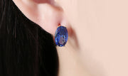 14K Gold Plating Large Diamond Cut Gemstone Clip On Earrings- Two Options Available