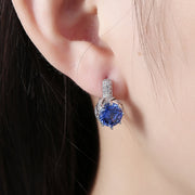 Vienna 1.00 Ct Sapphire Round Cut Huggie Earring in 18K White Gold Plated