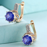 Vienna 1.00 Ct Sapphire Round Cut Huggie Earring in 18K Gold Plated