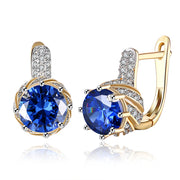 Vienna 1.00 Ct Sapphire Round Cut Huggie Earring in 18K Gold Plated