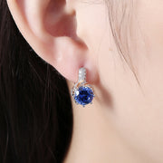 Vienna 1.00 Ct Sapphire Round Cut Huggie Earring in 18K Gold Plated