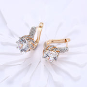 Vienna 1.00 Ct White Topaz Round Cut Huggie Earring in 18K Gold Plated