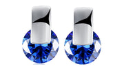 14K White Gold Plating Sleek Blue Austrian Elements Earrings ITALY Design