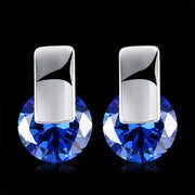 Sapphire Stud Earring in 18K White Gold Plated