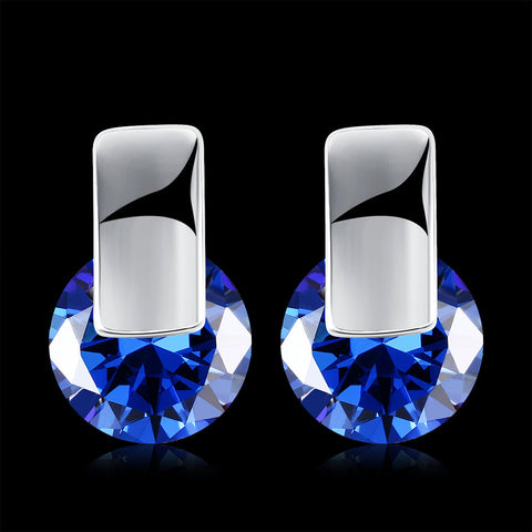 Sapphire Stud Earring in 18K White Gold Plated