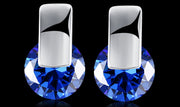 14K White Gold Plating Sleek Blue  Elements Earrings