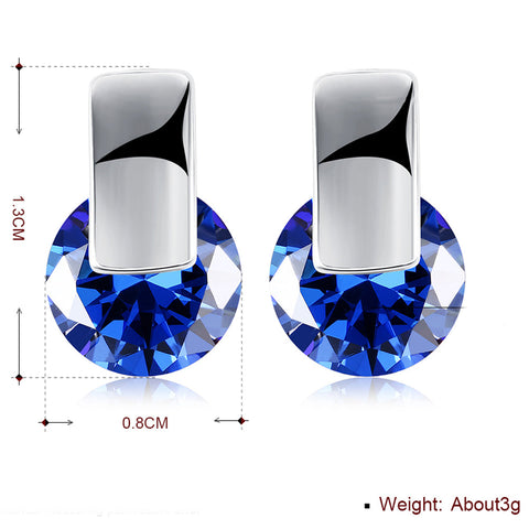 Sapphire Stud Earring in 18K White Gold Plated