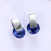 Simulated Sapphire Sleek Bar Earrings Set in 18K White Gold - ALILY 