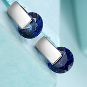 Sapphire Stud Earring in 18K White Gold Plated
