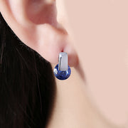Sapphire Stud Earring in 18K White Gold Plated
