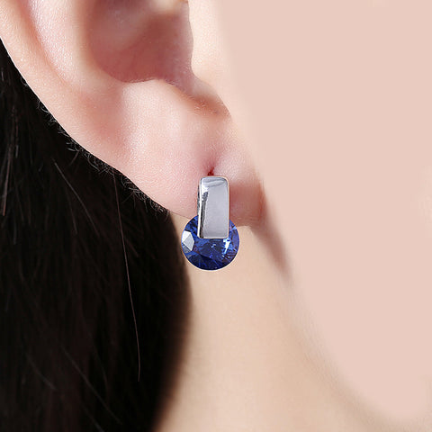 Sapphire Stud Earring in 18K White Gold Plated