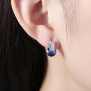 Simulated Sapphire Sleek Bar Earrings Set in 18K White Gold - ALILY 