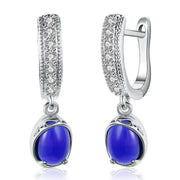 Simulated Sapphire Micro-Pav'e Leverback Earrings Set in 18K White Gold - ALILY  Pandora Jewelry .com wholesale jewelry 