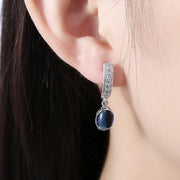Simulated Sapphire Micro-Pav'e Leverback Earrings Set in 18K White Gold - ALILY  Pandora Jewelry .com wholesale jewelry 