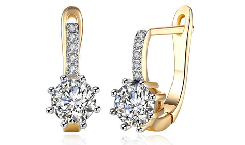 14K Gold Plating Elements Starburst Leverback Pav&