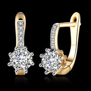 White Topaz 0.70 CT Round Huggie Earring in 18K White Gold Plated