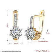White Topaz 0.70 CT Round Huggie Earring in 18K White Gold Plated