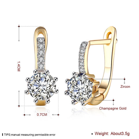 White Topaz 0.70 CT Round Huggie Earring in 18K White Gold Plated