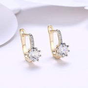 Simulated Star Shaped Micro Pav'e Leverback Earrings Set in 18K Gold - ALILY 