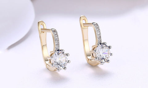 14K Gold Plating Gemstone Starburst Leverback Pav&