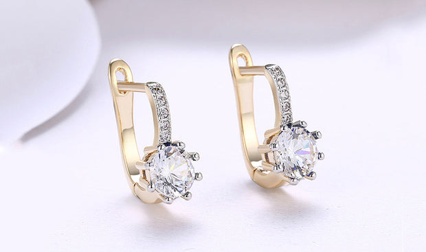 14K Gold Plating Gemstone Starburst Leverback Pav&