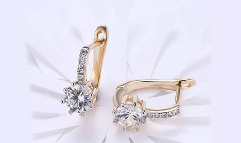 14K Gold Plating Elements Starburst Leverback Pav&