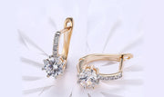 14K Gold Plating Gemstone Starburst Leverback Pav'e Clip On Earrings