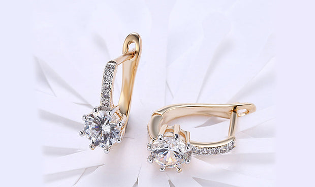 14K Gold Plating  Elements Starburst Leverback Pav&