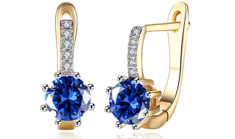 14K Gold Plating Gemstone Starburst Leverback Pav&