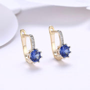 Simulated Star Shaped Micro Pav'e Leverback Earrings Set in 18K Gold - ALILY 